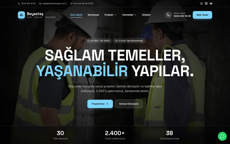 İnşaat & Müteahhitlik · Sahne şablonu