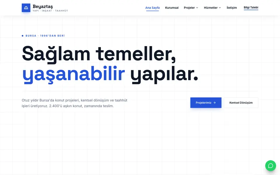 İnşaat & Müteahhitlik · Teknik şablonu