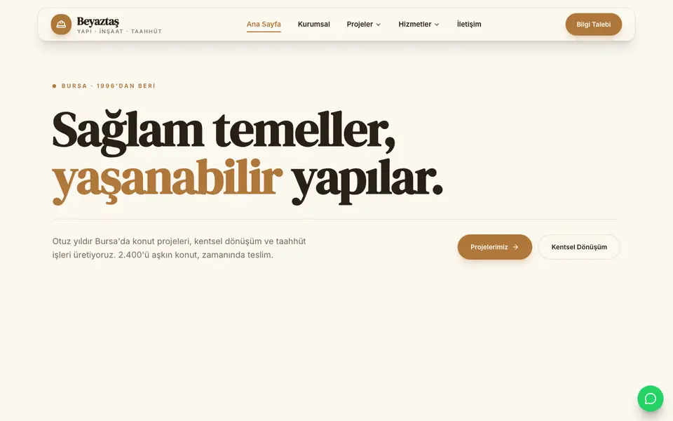 İnşaat & Müteahhitlik · Vitrin şablonu