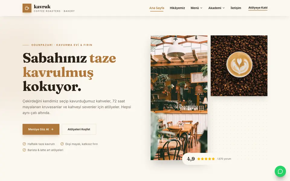 Kafe & Fırın · Atölye şablonu