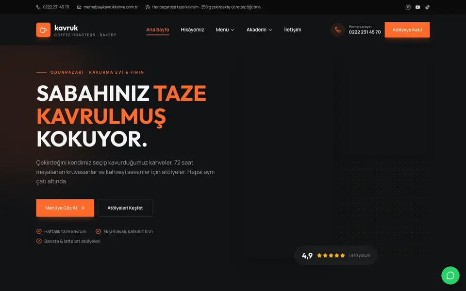 Kafe & Fırın · Cesur şablonu