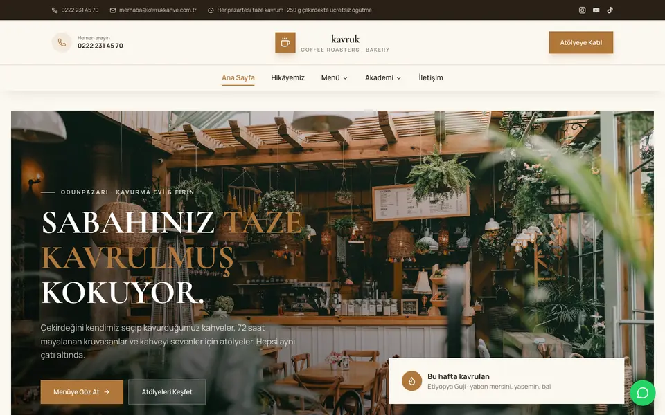 Kafe & Fırın · Elit şablonu