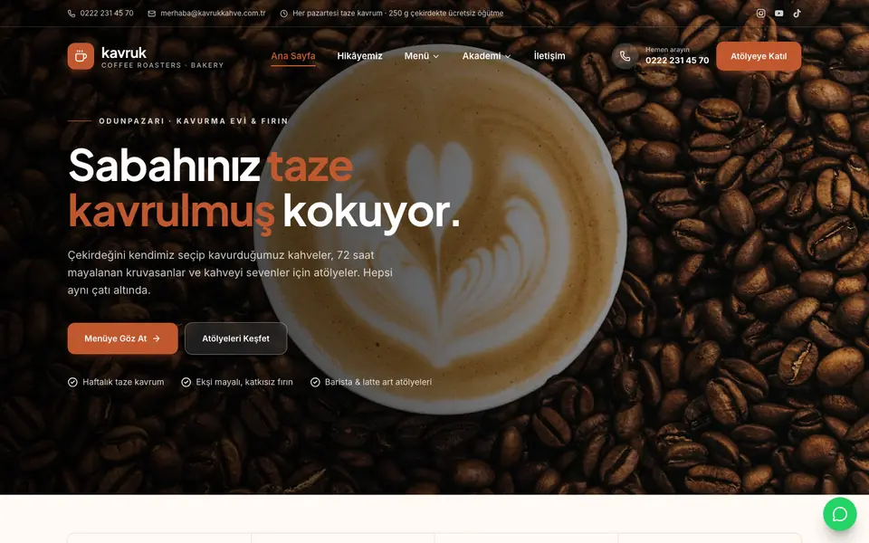 Kafe & Fırın · Klasik şablonu