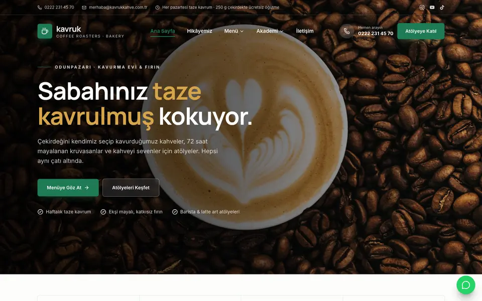 Kafe & Fırın · Kurumsal şablonu