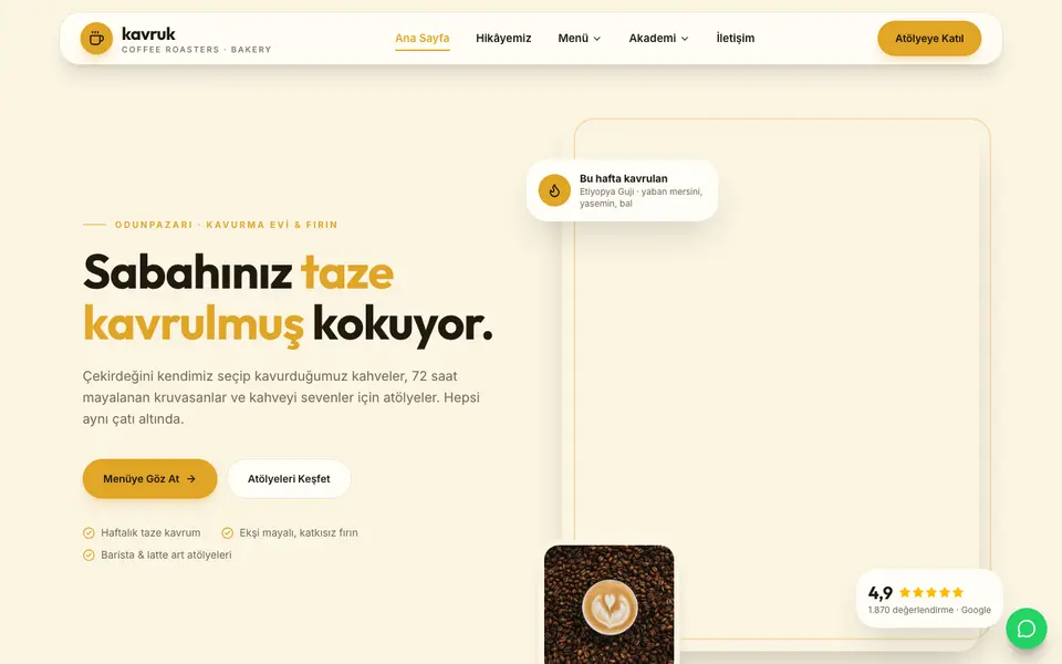 Kafe & Fırın · Modern şablonu