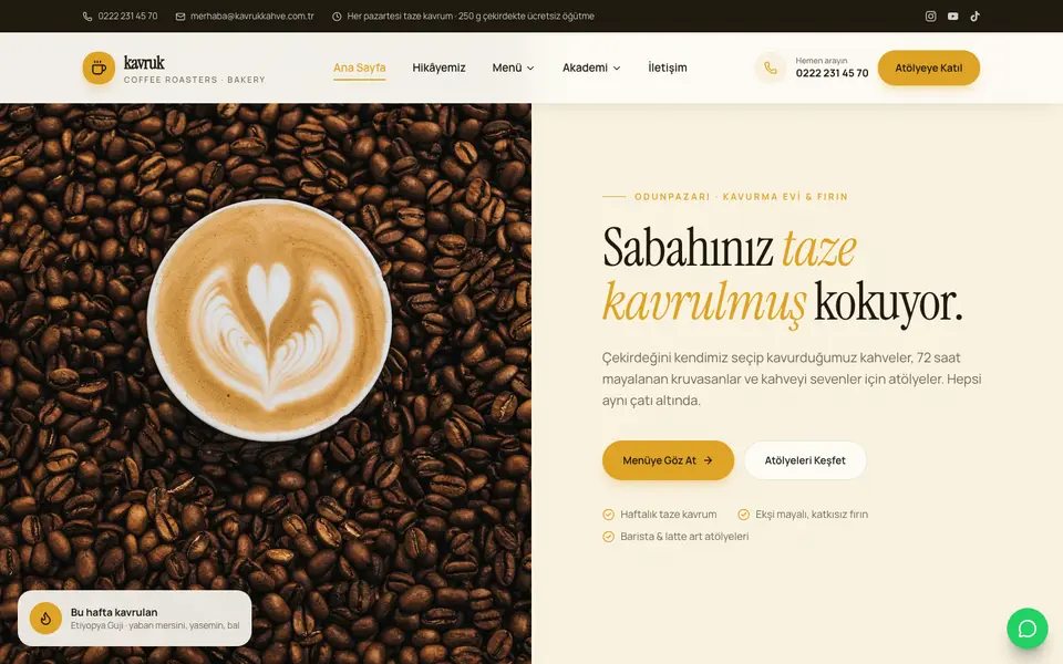 Kafe & Fırın · Retro şablonu
