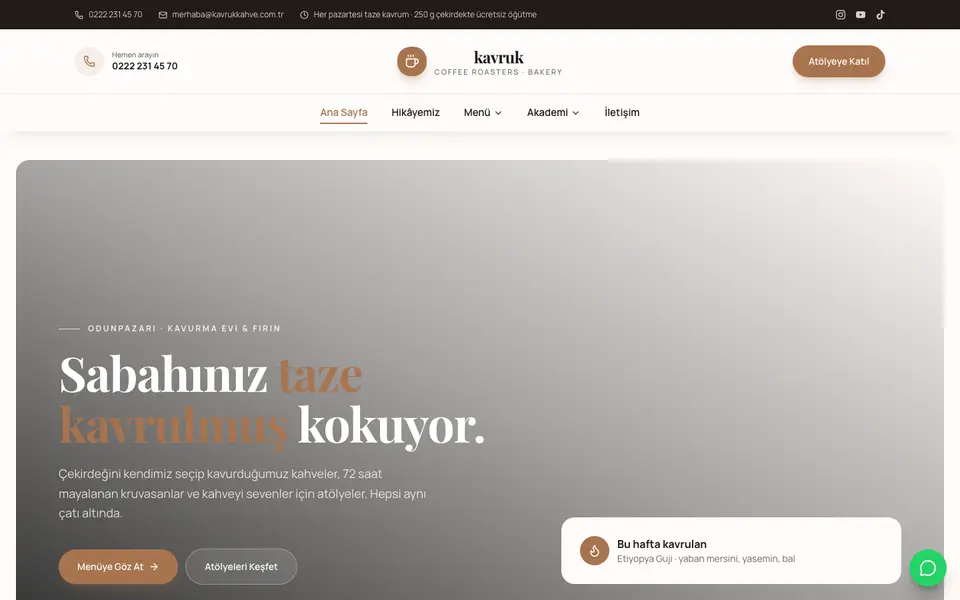 Kafe & Fırın · Zarif şablonu