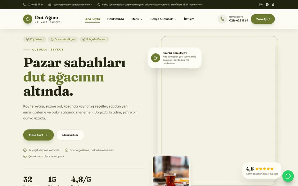 Kahvaltı Salonu web sitesi şablonu