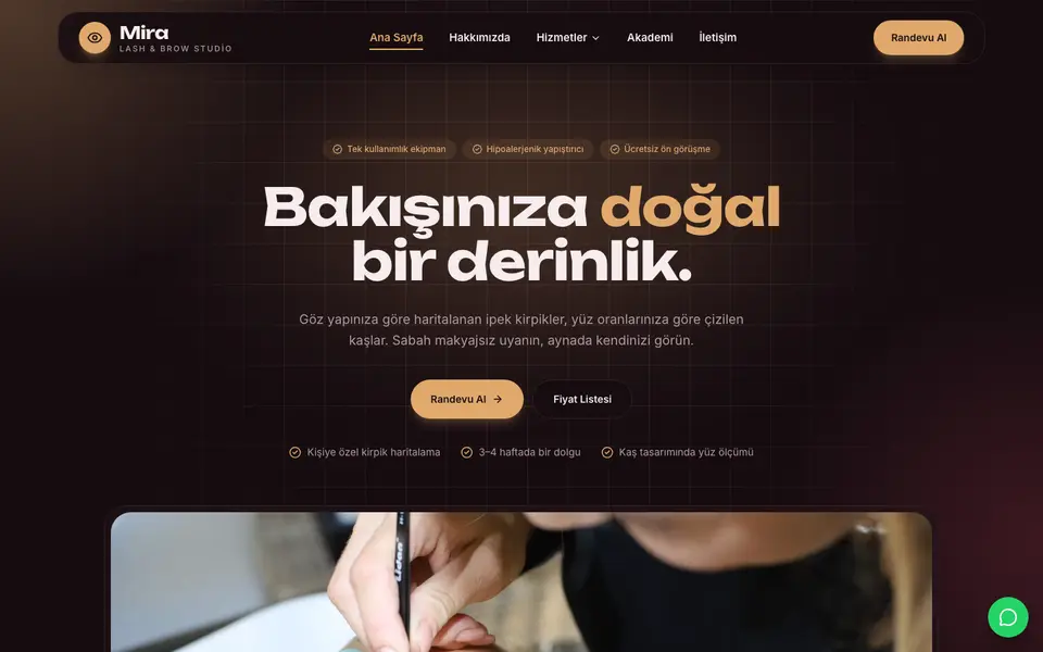 Kaş & Kirpik Stüdyosu · Cam şablonu