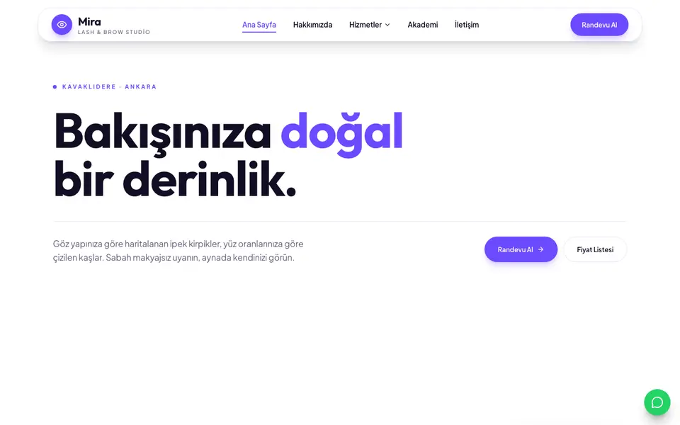Kaş & Kirpik Stüdyosu · Canlı şablonu