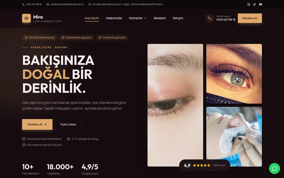 Kaş & Kirpik Stüdyosu · Cesur şablonu