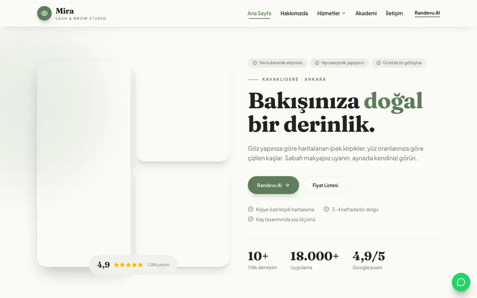 Kaş & Kirpik Stüdyosu · Doğal şablonu