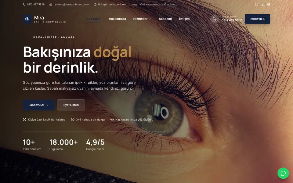 Kaş & Kirpik Stüdyosu · Kurumsal şablonu