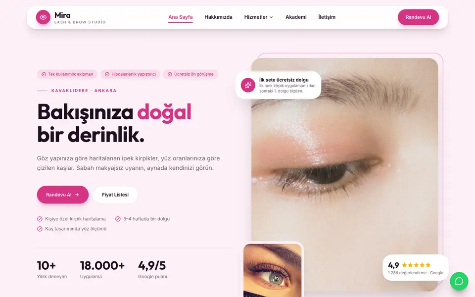Kaş & Kirpik Stüdyosu · Modern şablonu