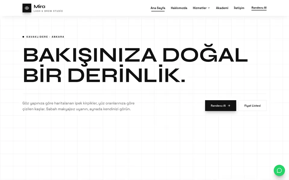 Kaş & Kirpik Stüdyosu · Monokrom şablonu