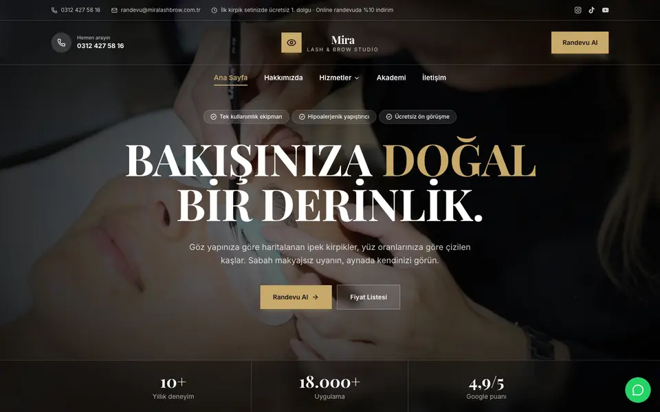 Kaş & Kirpik Stüdyosu · Prestij şablonu
