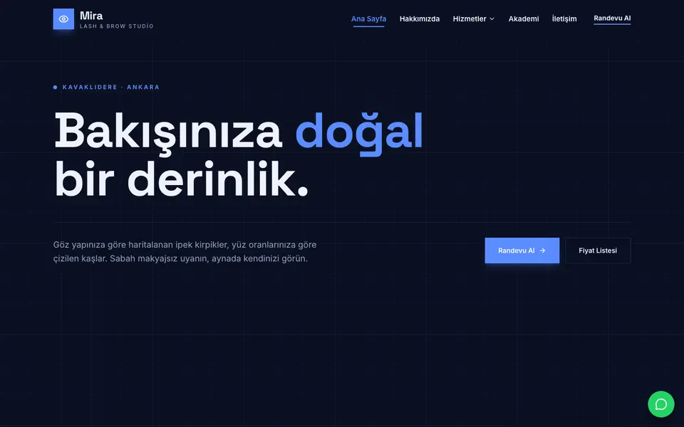 Kaş & Kirpik Stüdyosu · Teknik şablonu
