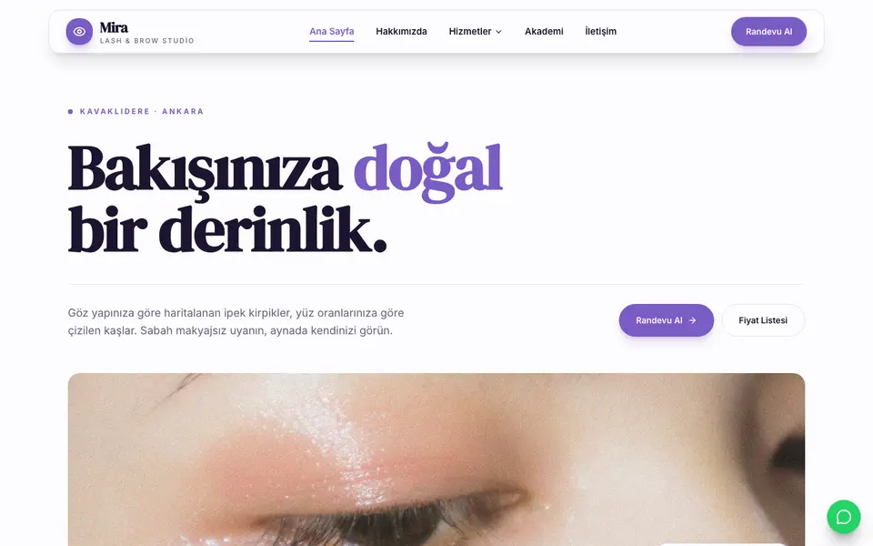 Kaş & Kirpik Stüdyosu · Vitrin şablonu