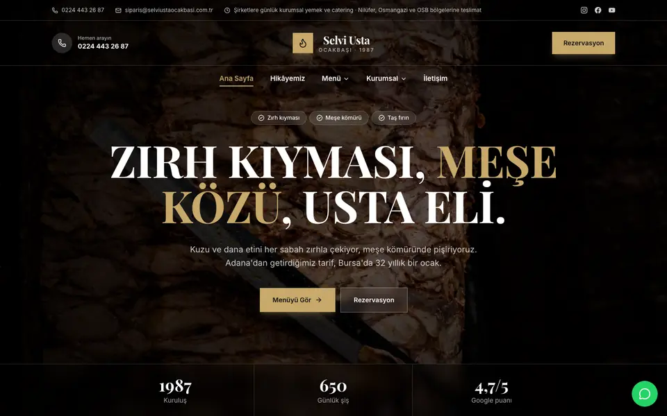 Kebapçı & Ocakbaşı · Prestij şablonu