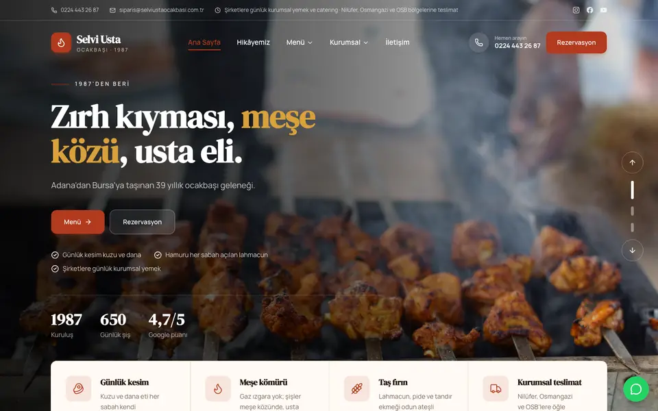 Kebapçı & Ocakbaşı web sitesi şablonu