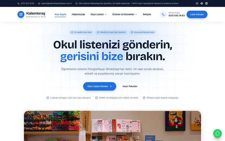 Kırtasiye web sitesi şablonu