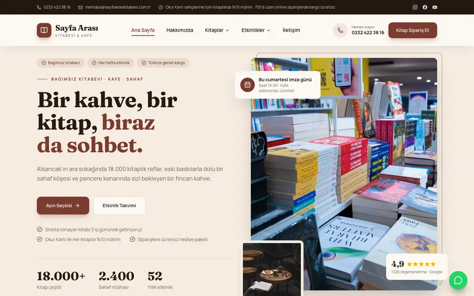Kitabevi web sitesi şablonu