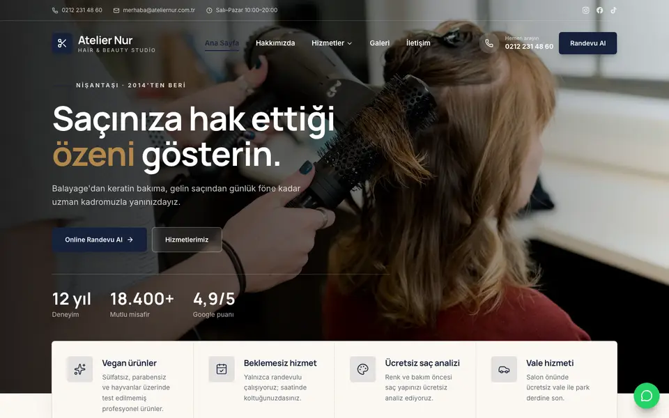 Kuaför & Güzellik · Kurumsal şablonu