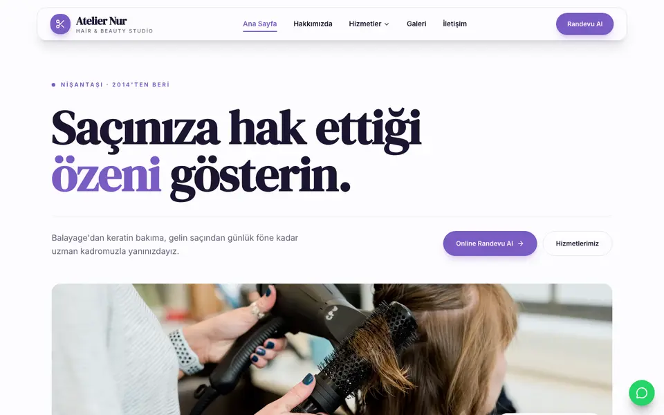 Kuaför & Güzellik · Vitrin şablonu