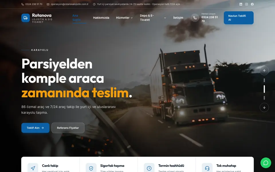 Lojistik web sitesi şablonu