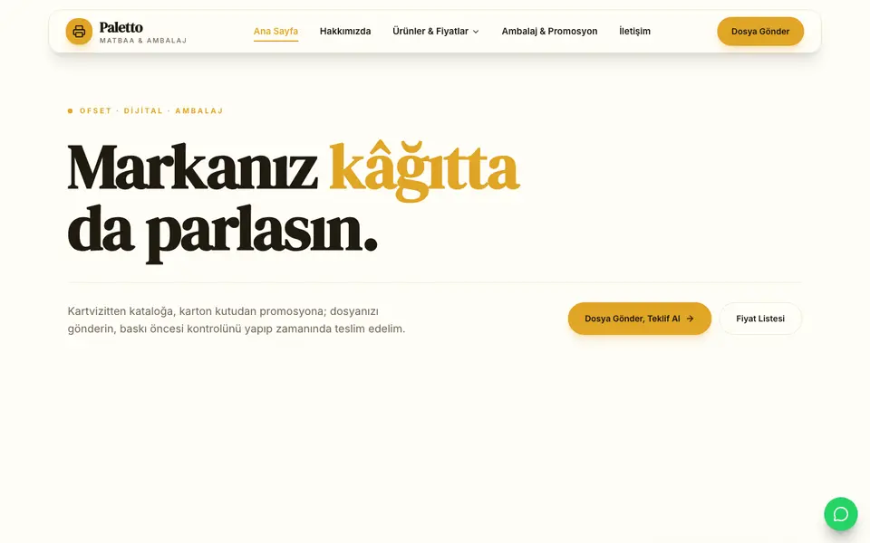 Matbaa · Vitrin şablonu