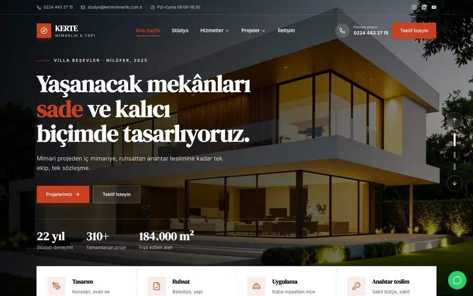 Mimarlık & İnşaat web sitesi şablonu