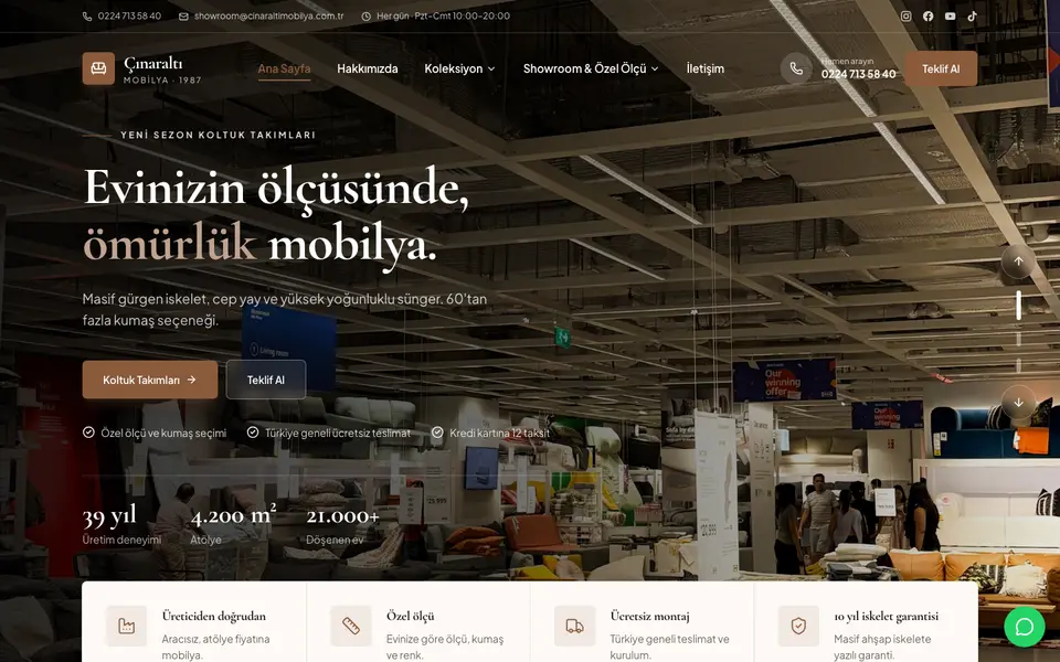 Mobilya web sitesi şablonu
