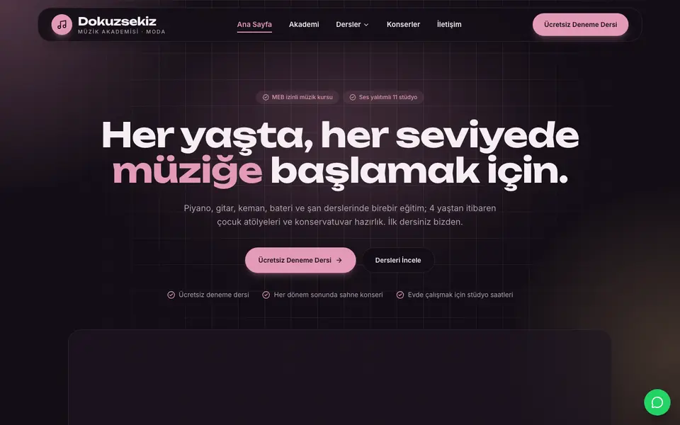 Müzik Kursu · Cam şablonu