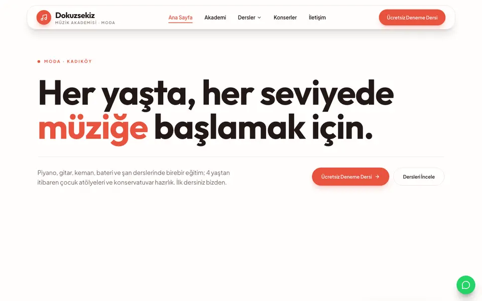 Müzik Kursu · Canlı şablonu