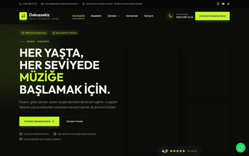 Müzik Kursu · Cesur şablonu