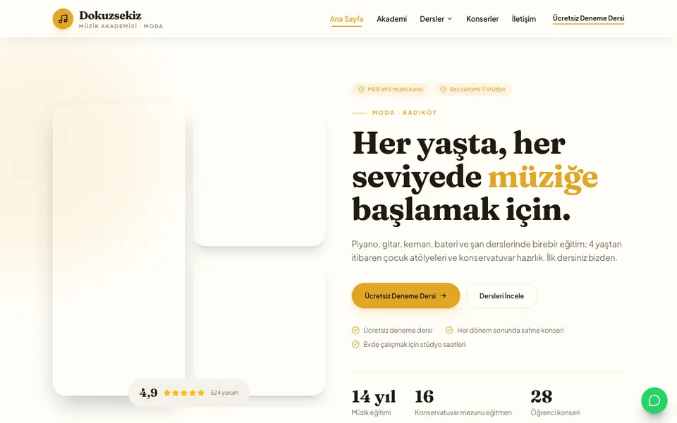 Müzik Kursu · Doğal şablonu