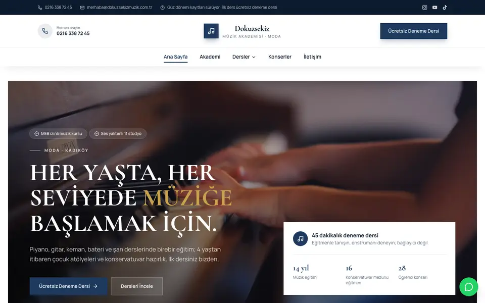 Müzik Kursu · Elit şablonu