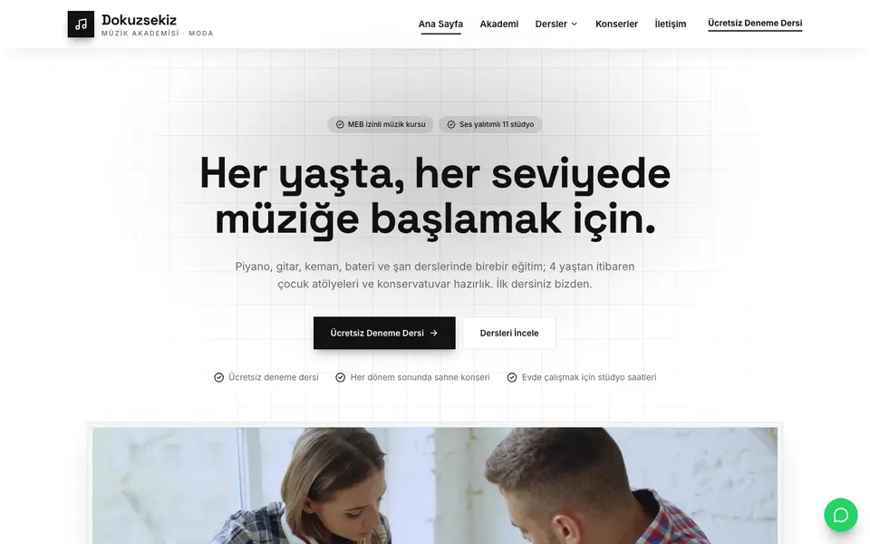 Müzik Kursu · Minimal şablonu