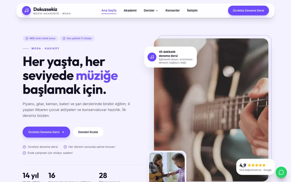 Müzik Kursu · Modern şablonu