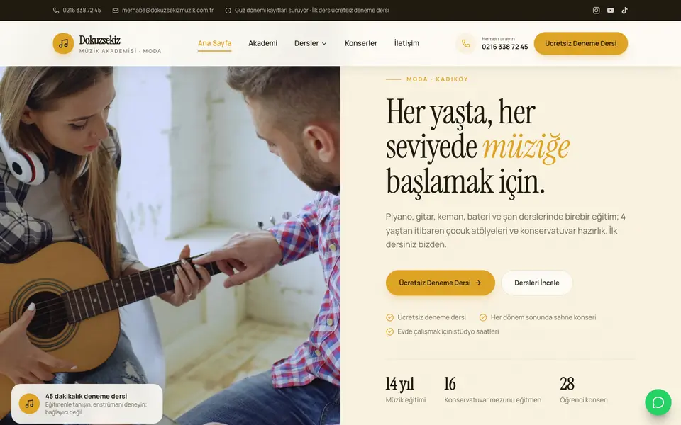 Müzik Kursu · Retro şablonu