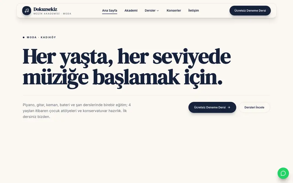 Müzik Kursu · Vitrin şablonu