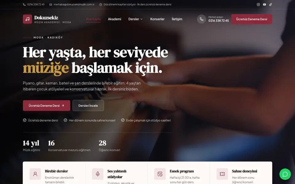 Müzik Kursu web sitesi şablonu