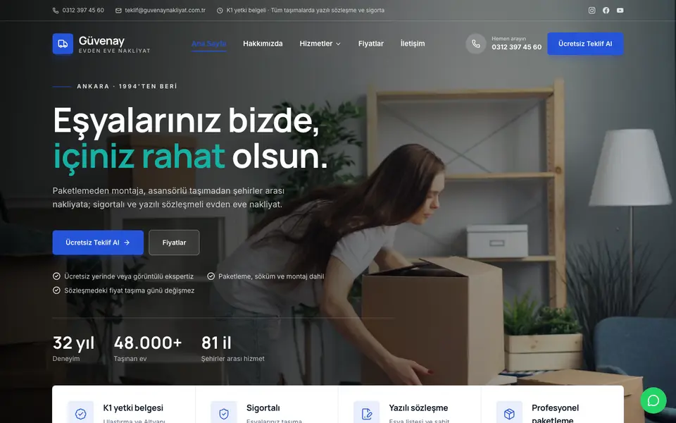 Evden Eve Nakliyat · Kurumsal şablonu