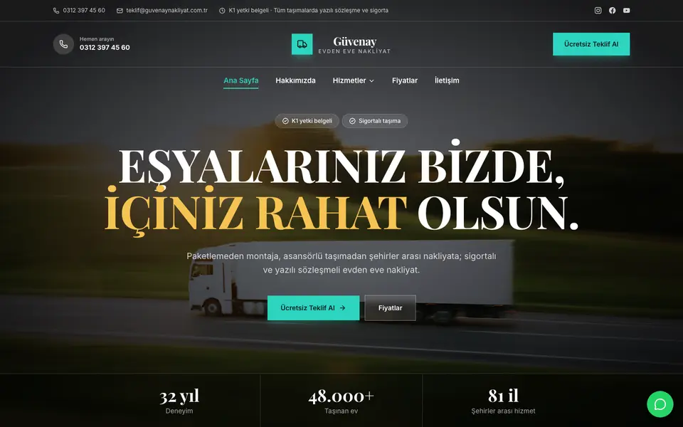 Evden Eve Nakliyat · Prestij şablonu