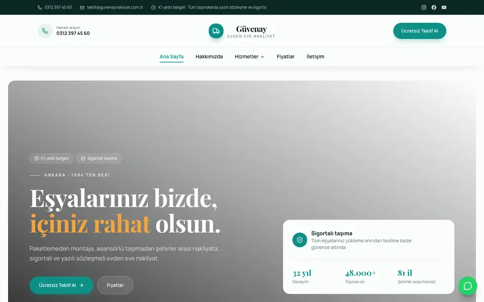 Evden Eve Nakliyat · Zarif şablonu