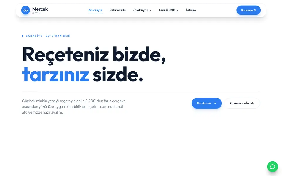 Optik · Canlı şablonu