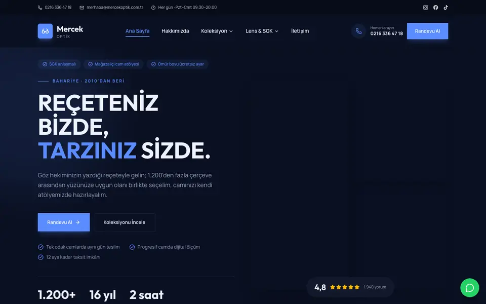 Optik · Cesur şablonu