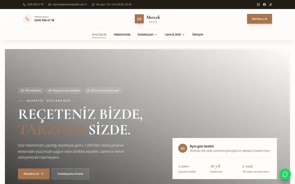 Optik · Elit şablonu