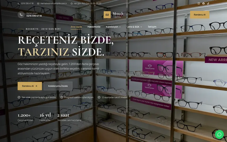 Optik · Lüks şablonu