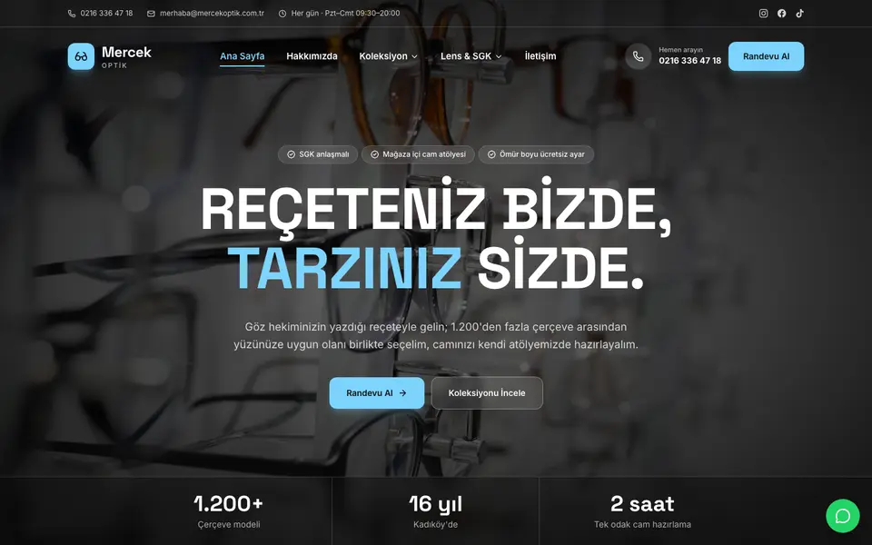 Optik · Sahne şablonu